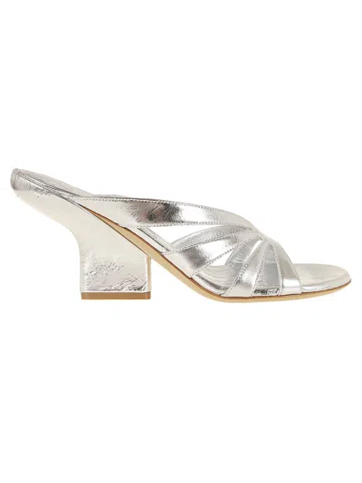 Dries Van Noten Elegant 90 Mm Curved Wedge Sandals In Gray