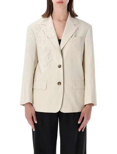 Dries Van Noten Elegant Tailored Jacket In Beige