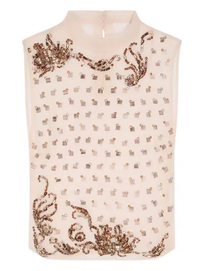 Dries Van Noten Carmasa Crystal Embellished Sleeveless Top In Pink