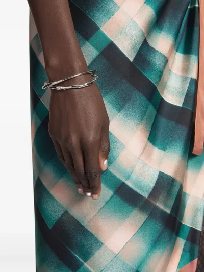 Dries Van Noten Embellished Bracelet (set Of Two) In Silver