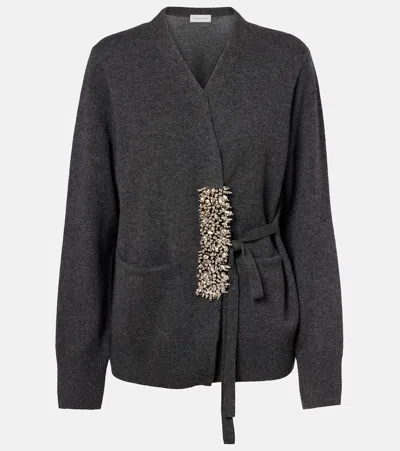 DRIES VAN NOTEN EMBELLISHED CASHMERE WRAP CARDIGAN