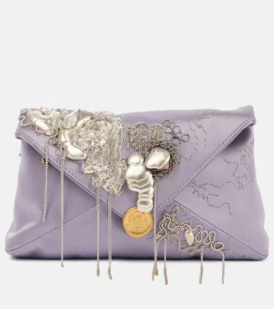 Dries Van Noten Embellished Clutch In Purple