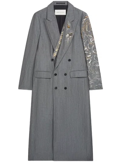 Dries Van Noten Embellished Coat In Grey