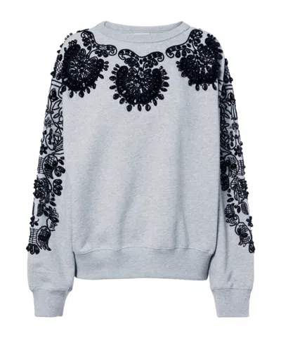 Dries Van Noten Embellished Cotton Jersey Sweatshirt In Gray