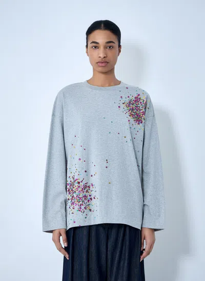 Dries Van Noten Embellished Cotton Jersey Top In Blue
