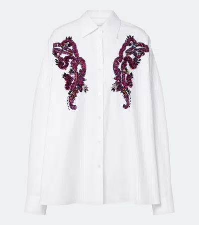 Dries Van Noten Embellished Cotton Shirt In White