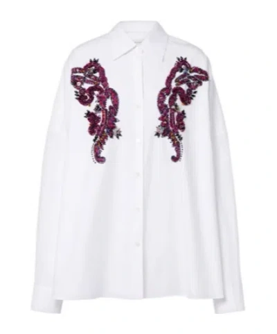 Dries Van Noten Embellished Cotton Shirt In White