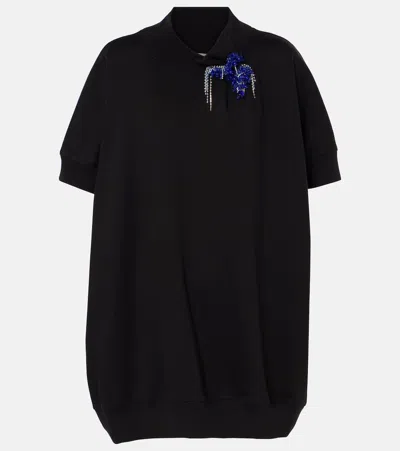 Dries Van Noten Embellished Cotton Sweater Dress In Black