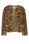 Dries Van Noten Vonda Sequined Open Front Jacket In Beige