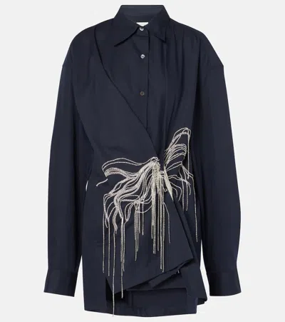 Dries Van Noten Casual Collared Neck Embellished Long Sleeves In Blue