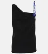 Dries Van Noten Embellished Draped Wool Top In Black