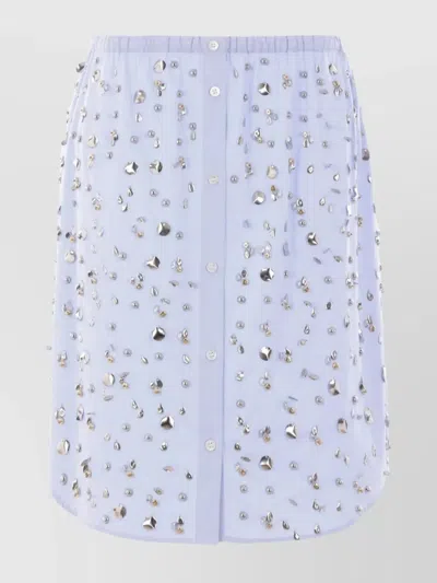 Dries Van Noten Embellished Elastic Waistband Skirt With Button Detailing In Blue