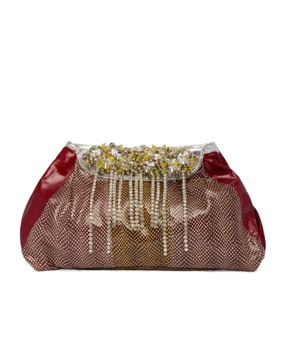 Dries Van Noten Embellished Embossed Clutch Bag In Brown