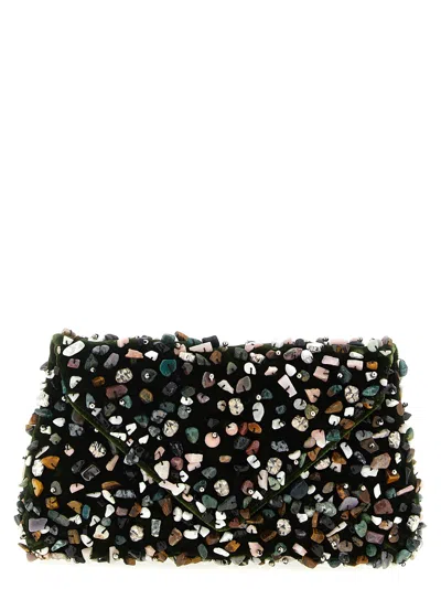 Dries Van Noten Embellished Envelope Clutch Green In Black
