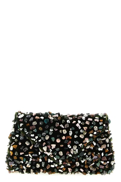Dries Van Noten Stone-embellished Velvet Clutch In Black