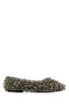 Dries Van Noten Textured Embellished Fabric Ballerina Shoes In Silver