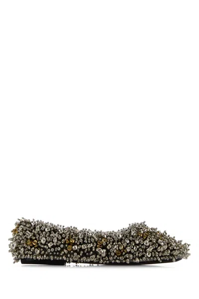 DRIES VAN NOTEN EMBELLISHED FABRIC BALLERINAS