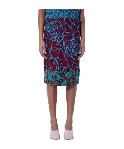 Dries Van Noten Embellished Floral Midi Skirt In Multi