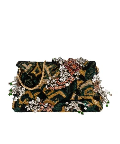 Dries Van Noten Embellished Foldover Top Clutch Bag In Black