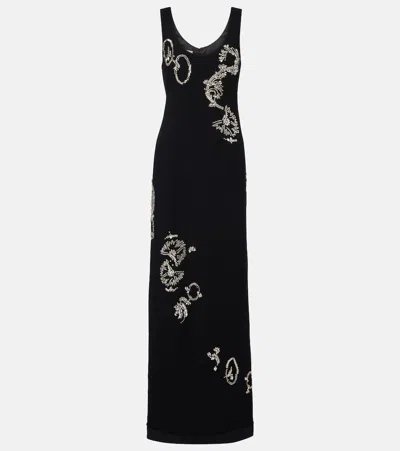 Dries Van Noten Womens Black Embellished Woven Maxi Dress