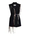 Dries Van Noten Sleeveless Wool Jacket With Contrasting Drawstring And Tailored Cut In Black