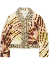 Dries Van Noten Vadon Leopard Orchid Print Cotton Bomber Jacket In Green