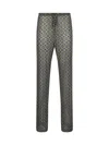 Dries Van Noten Regular Fit Mesh Trousers With Geometric Print In Black
