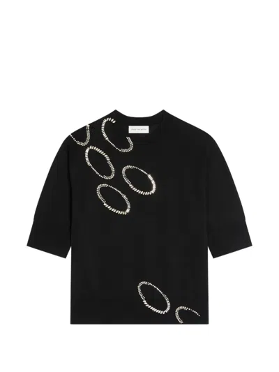 Dries Van Noten Embellished Knitted Top In Black