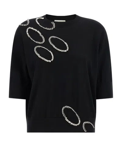 Dries Van Noten Embellished Knitted Top In Black