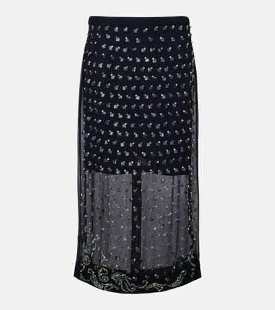 DRIES VAN NOTEN EMBELLISHED MIDI SKIRT