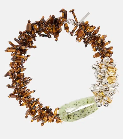 Dries Van Noten Embellished Necklace In Brown