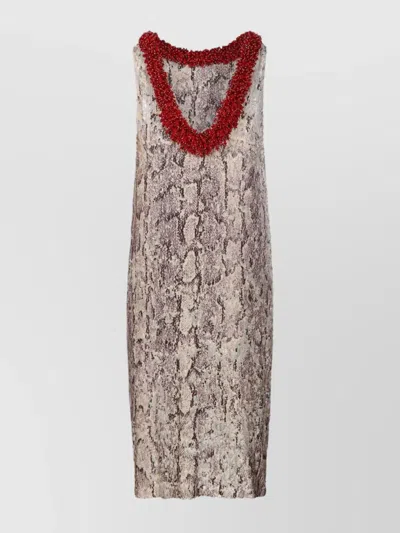 Dries Van Noten Embellished Neckline Knee-length Sleeveless Dress In Multi