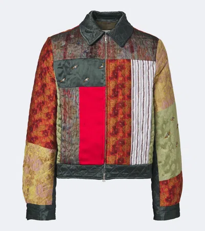 Dries Van Noten Embellished Patchwork Canvas And Jacquard Blouson Jacket In Multi