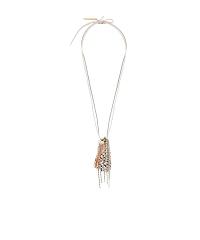 Dries Van Noten Embellished Pendant Necklace In Metallic