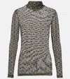 Dries Van Noten Embellished Printed Sheer Jersey Top In Green