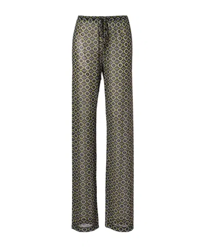 Dries Van Noten Embellished Printed Sheer Knit Pants In Animal Print