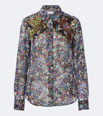 Dries Van Noten Sequin-embellished Printed Georgette Blouse In Multi