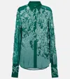 Dries Van Noten Embellished Semi-sheer Shirt In Green