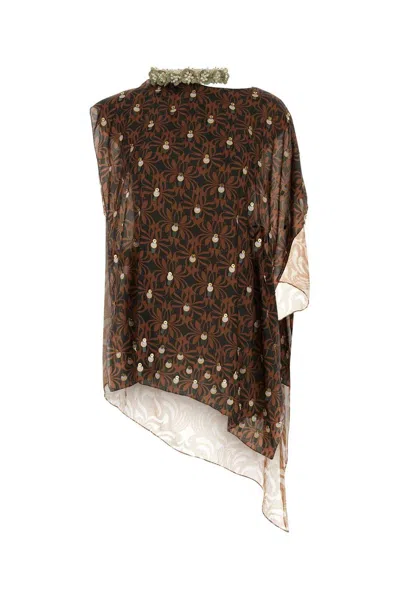 Dries Van Noten Embellished Silk-chiffon And Crepon Top In Black  