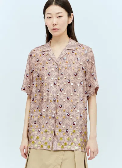 Dries Van Noten Embellished Silk Shirt In Pink