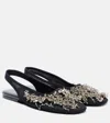Dries Van Noten Black Embellished Mesh Slingback Ballerina Flats