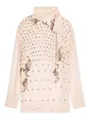 Dries Van Noten Embellished Tie-neck Blouse In Neutral