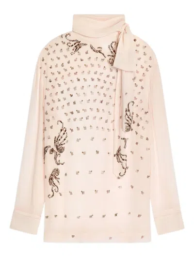 DRIES VAN NOTEN EMBELLISHED TIE-NECK BLOUSE