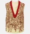 Dries Van Noten Womens Lime College Bead-embellished Sleeveless Silk Top In Green