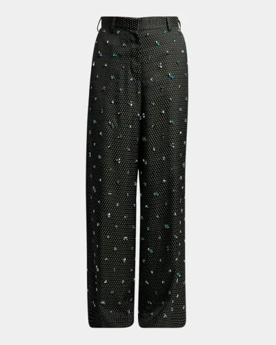 Dries Van Noten Embellished Wide-leg Pants In Black