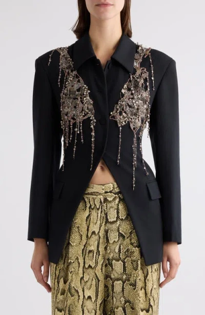 Dries Van Noten Embellished Wool & Mohair Cutaway Jacket