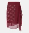 Dries Van Noten Women Midi Pareo Skirt In Burgundy