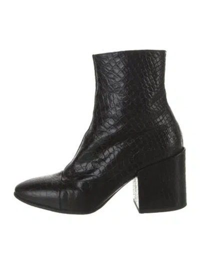 Pre-owned Dries Van Noten Embossed Leather Animal Print Boots In Black