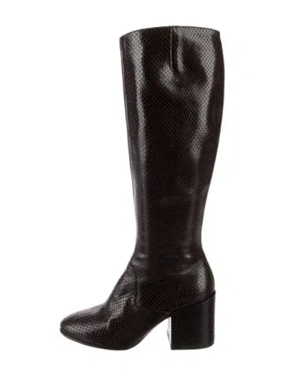 Pre-owned Dries Van Noten Embossed Leather Animal Print Boots In Brown