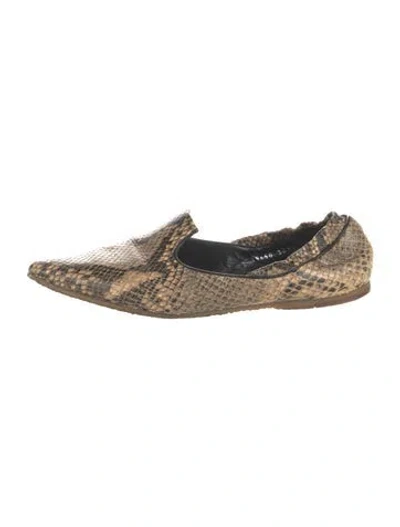 Pre-owned Dries Van Noten Embossed Leather Animal Print Loafers In Brown